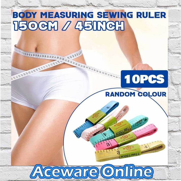 10PCS 45INCH 150CM MULTIFUNCTION SOFT TAILOR TAPE BODY MEASURE RULER WAIST  MEASURING TAPE TULANG JAHIT UKUR BADAN